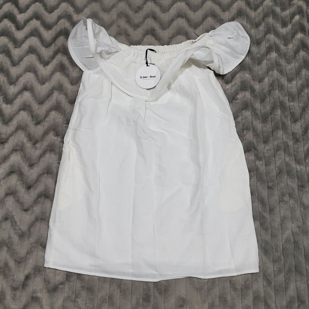 Line & Dot Womens L White Off The Shoulder Linen Tunic Shirt NWT